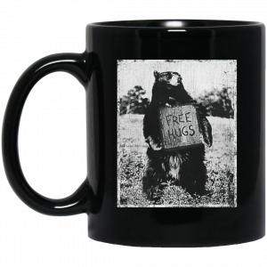 Free Hug Bear Black Mug Coffee Mugs