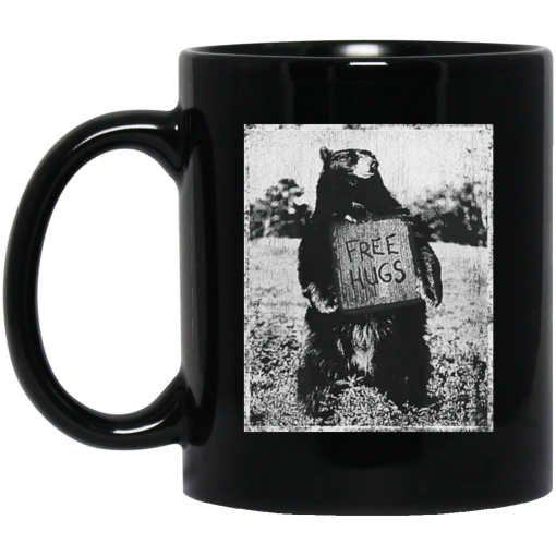 Free Hug Bear Black Mug 1