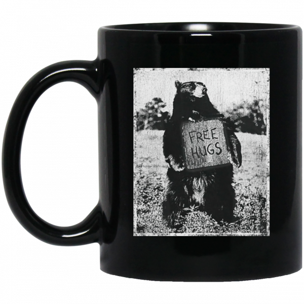 Free Hug Bear Black Mug Coffee Mugs 3