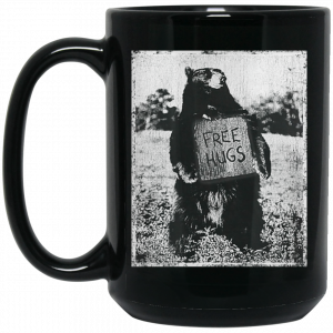 Free Hug Bear Black Mug Coffee Mugs 2