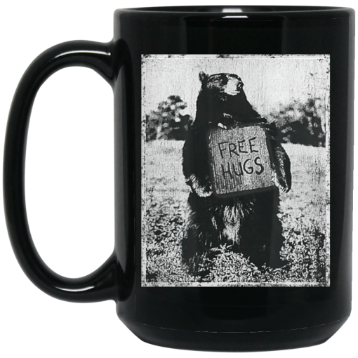 Free Hug Bear Black Mug 2