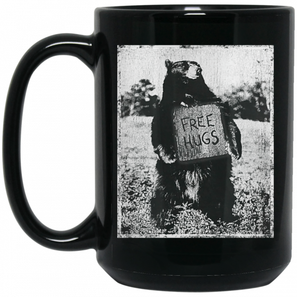 Free Hug Bear Black Mug Coffee Mugs 4
