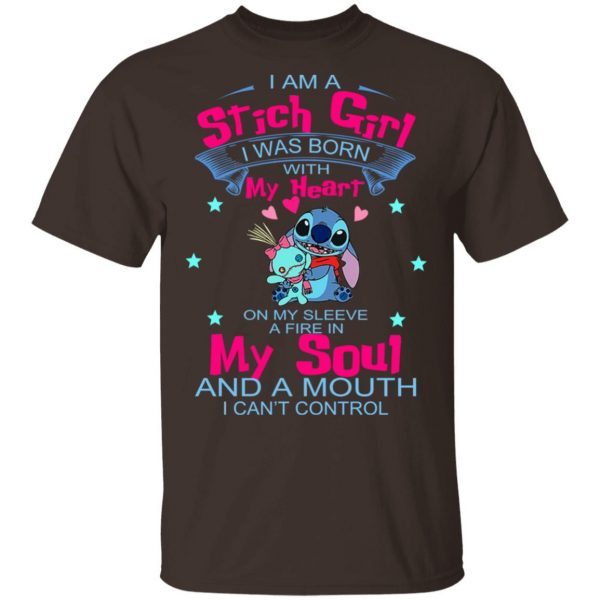 I Am A Stich Girl Was Born In With My Heart On My Sleeve T-Shirts, Hoodies, Sweater 2