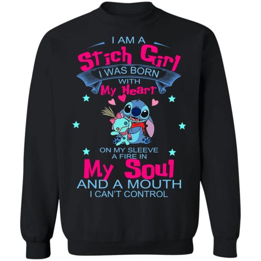 I Am A Stich Girl Was Born In With My Heart On My Sleeve T-Shirts, Hoodies, Sweater - Image 11