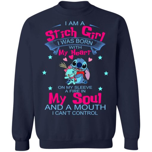 I Am A Stich Girl Was Born In With My Heart On My Sleeve T-Shirts, Hoodies, Sweater - Image 12