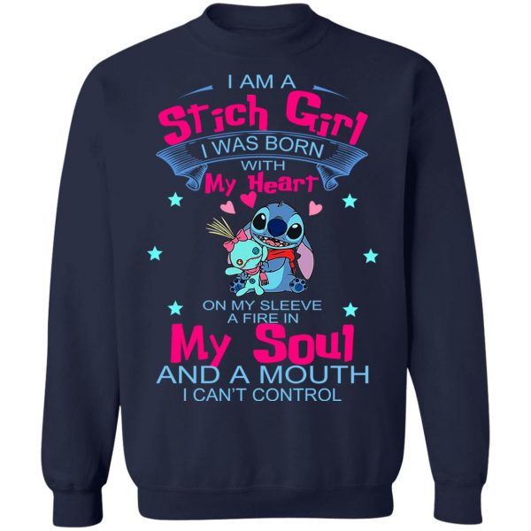 I Am A Stich Girl Was Born In With My Heart On My Sleeve T-Shirts, Hoodies, Sweater 12
