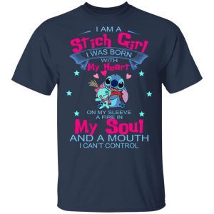 I Am A Stich Girl Was Born In With My Heart On My Sleeve T-Shirts, Hoodies, Sweater 14