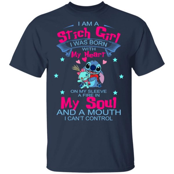 I Am A Stich Girl Was Born In With My Heart On My Sleeve T-Shirts, Hoodies, Sweater 3