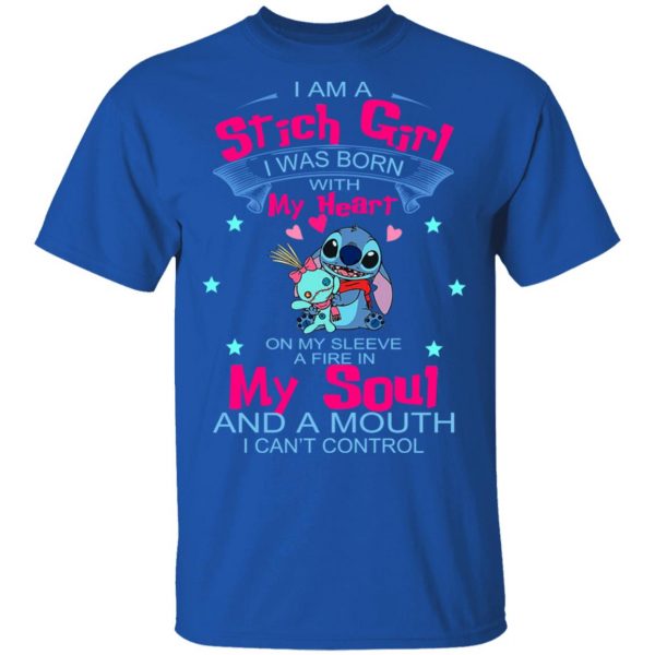 I Am A Stich Girl Was Born In With My Heart On My Sleeve T-Shirts, Hoodies, Sweater 4
