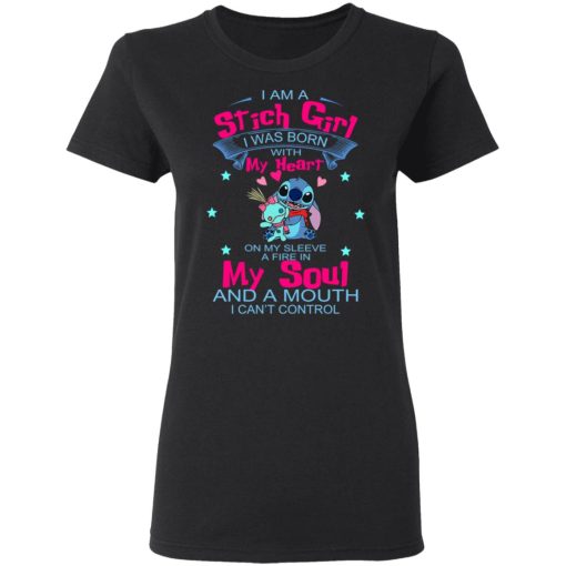 I Am A Stich Girl Was Born In With My Heart On My Sleeve T-Shirts, Hoodies, Sweater - Image 5