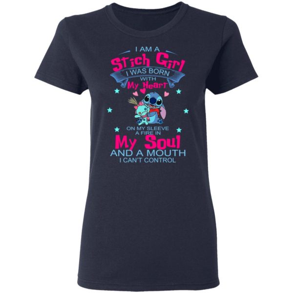 I Am A Stich Girl Was Born In With My Heart On My Sleeve T-Shirts, Hoodies, Sweater 6
