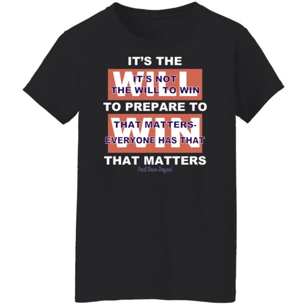 It's The Will To Prepare To Win That Matters T-Shirts, Hoodies, Sweater 11