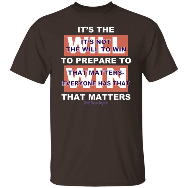 It's The Will To Prepare To Win That Matters T-Shirts, Hoodies, Sweater 8