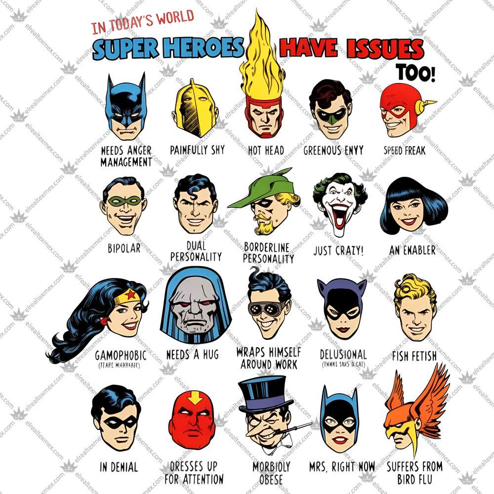 DC Comics Super Heroes Have Issues Too 3 DC Comics Super Heroes Have Issues Too T Shirts
