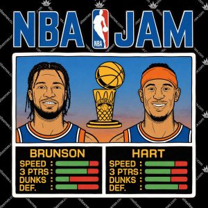 NBA Jam Knicks 2026 Champs Brunson And Hart 3 NBA Jam Knicks 2026 Champs Brunson And Hart T Shirts
