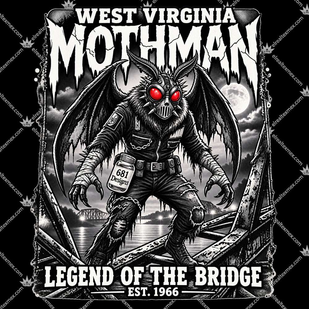 West Virginia Mothman Legend Of The Bridge 2 West Virginia Mothman Legend Of The Bridge T Shirts